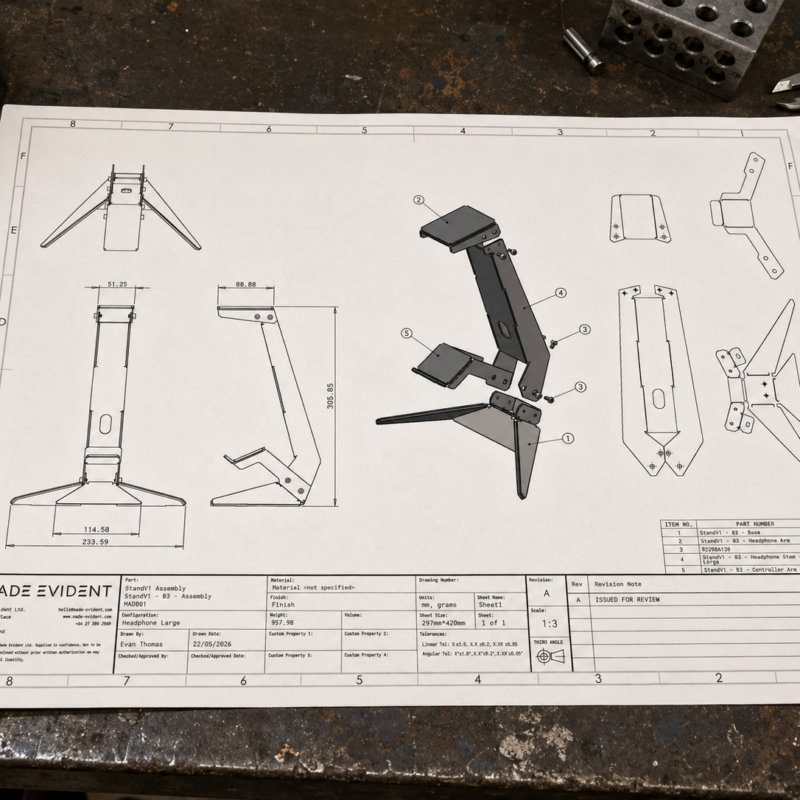 SolidWorks Drawing Template Download Pack technical assembly drawing displayed on an industrial workbench.
